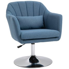 Swivel Accent Chair Contemporary Vanity Armchair with Adjustable Height Thick Cushion Lumbar Support Armrest for Bedroom Office