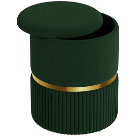 HERON Velvet-Feel Storage Ottoman - Green