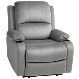 HERON Microfibre Manual Reclining Armchair, with Footrest - Grey