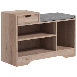 ANWI Shoe Bench with Seat and Multi-Compartment Storage Grey 76.5cm