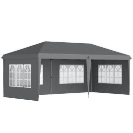 3x6m Pop Up Gazebo with Sidewalls and Storage Bag - Grey