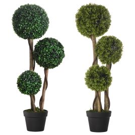 Luxona Dark Green PP Artificial Plant Set of 2 - 90cm