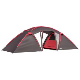 SUNVISTA 4-6 Man Family Camping Tent w/ 2 Bedrooms and a Living Room, Waterproof Tunnel Tent w/ Sewn In Groundsheet, Doors, Windows, Carry Bag, Grey
