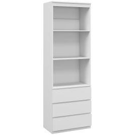 Scott 180cm Tall Bookcase with Shelves and Drawers - White