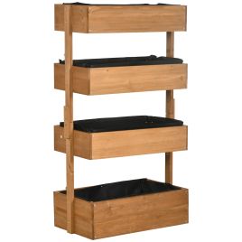 80cm x 45cm x 142cm 4-Tier Raised Garden Bed, Fir Wood Vertical Planter Box, Freestanding Elevated Plant Stand for Indoor Outdoor Use
