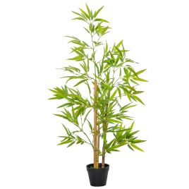 Set of 2 Artificial Bamboo Trees Decorative Plant with Nursery Pot for Indoor Outdoor Décor, 120cm