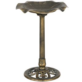 SUNVISTA 71cm Bird Bath for Garden, Standing Pedestal Birdbath with Lotus Leaf Basin, Vintage Decorative Bird Bath Bowl for Outdoor, Bronze Tone
