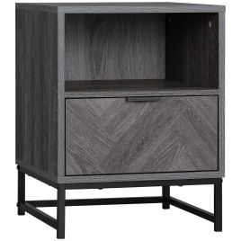 Bedside Table - ISLIN Nightstand Dark Grey 40cm