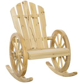 SUNVISTA Wooden Adirondack Rocking Chair Reclining Armchair Outdoor Garden Furniture Patio Porch Rocker - Natural