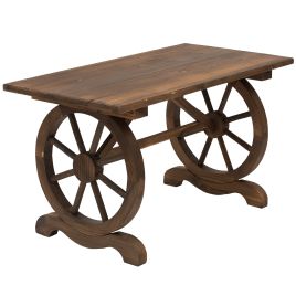 Outdoor Garden Coffee Table Dinning Table Patio Display Desk Natural Fir Wood Water-Resistant