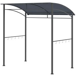 2M (7ft) BBQ Grill Gazebo Tent Garden Grill Metal Frame and Canopy with Hooks Outdoor Sun Shade, Grey