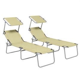 Jones Outdoor Sun Lounger Set of 2 with Adjustable Backrest - Beige