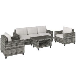 SUNVISTA Six-Piece Modular Rattan Sofa Set - Light Grey