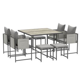 SUNVISTA Nine-Piece Steel Frame Garden Dining Set - Grey