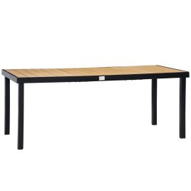 SUNVISTA Aluminium Outdoor Garden Dining Table for 8 People, Faux Wood Top, for Garden, Patio, 190 x 90 x 74 cm, Natural