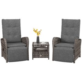 2 Seater Patio Rattan Wicker Chaise Lounge Sofa Set w/ Cushion for Patio Yard Porch