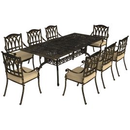 SUNVISTA Nine-Piece Cast Aluminium Garden Dining Set - Bronze Tone
