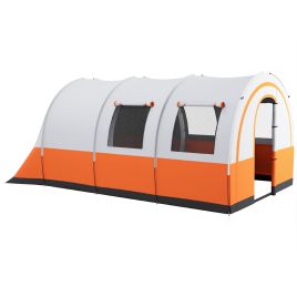 Jones 3000mm Waterproof Camping Tent 5-6 Man Family Tent - Cream Orange
