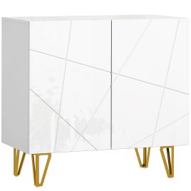HERON Modern Luxe High Gloss Sideboard Hairpin Legs - White
