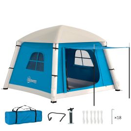 SUNVISTA Inflatable Camping Tent, 1-2 Person, Waterproof with Hand Pump & Mesh Windows, Light Blue