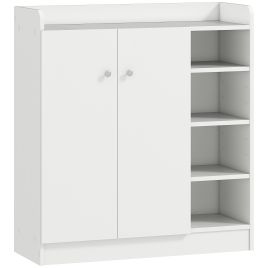 Shoe Storage Cabinet Home Hallway Furniture 2 Doors w/Adjustable 4 Shelves Cupboard Footwear Rack Stand Organiser White
