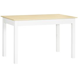 HERON Dining Table for 4 to 6, Modern Kitchen Table with Wood Effect Tabletop, Thick Legs, 120cm, Oak Wood Grain