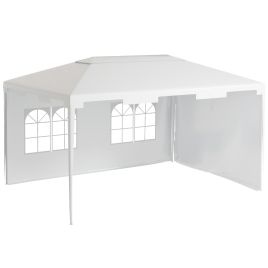 3 x 4 m Garden Gazebo Shelter Marquee Party Tent with 2 Sidewalls for Patio Yard Outdoor, White