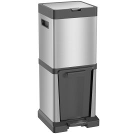 Scott Dual Kitchen Bin 20+14L Double Bin with Soft-Close Lid - Silver