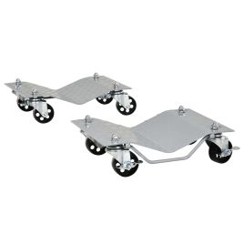 DURWELL 2 PCS Car Wheel Dollies with Swivel Casters, 680kg Capacity Car Dolly Skates Wheel Dolly Set with Non-Slip Metal Plates, Grey