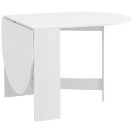 HERON Folding Dining Table, Drop Leaf Table for Small Spaces, Oval Tabletop for Dining Room, Ash Wood-Effect