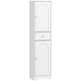 HERON Tall Bathroom Cabinet with Arched Doors - White