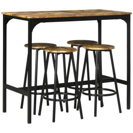 HERON Five-Piece Industrial-Style Bar Table Set - Brown/Black