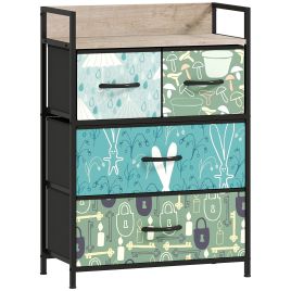 DWELVA Multi Colour Chest of Drawers - Medium-sized, 4 Drawers, Fabric Drawers