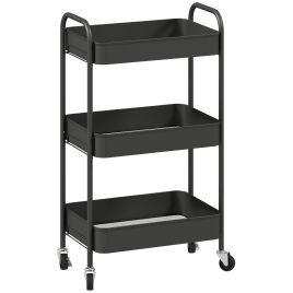 HERON Three Tier Steel Storage Trolley - Black