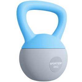 SPORTEDGE 8KG Soft Kettlebell with Non Slip Handle for Home Gym - Light Blue Grey