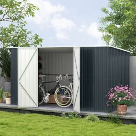 SUNVISTA 11x5.6ft Galvanised Steel Garden Shed Lockable Doors - Grey