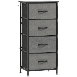 STOWLY Grey Chest of Drawers - Tallboy, Medium-sized, 4 Drawers, Fabric Drawers