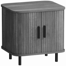 HERON Bedside Table Nordic Side Table Roller Shutter Sliding Doors - Grey