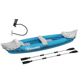Ashmont Blue Aluminium Inflatable Kayak 2-person Sit Canoe Boat Set with Air Pump - 80cm