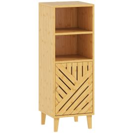 HAVRIC Slim Bathroom Cabinet Bamboo with Open Compartments - Natural