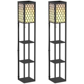 Solara Black MDF Bookcase Lamps Set of 2 - 26cm