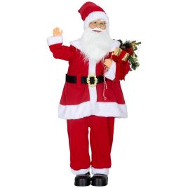 LURVIN Life Size Christmas Santa Claus Steel Voice Activated with LED Lights - Red