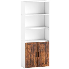 IVORN 5 Tier Bookcase with Adjustable Shelf - Rustic Brown