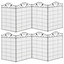 NORIX Garden Fence Metal Decorative Picket Fence - Set of 2 - Black