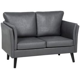 LAVRIC Leather 2 Seater Fullback Sofa - Grey