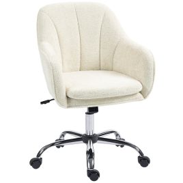 SOLVAR Velvet Office Chair Upholstered Swivel Task Chair - Beige
