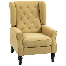 FYNTRA Velvet Button Tufted Armchair - Yellow