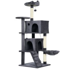 WENDRE Cat Tree Large Tower with Sisal Posts and Hammock - Grey