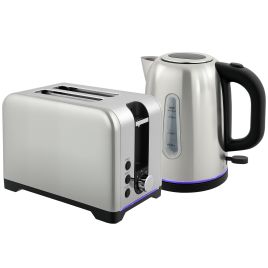 DERIAN Toaster and Kettle Set Polished Simple Style - Silver Tone