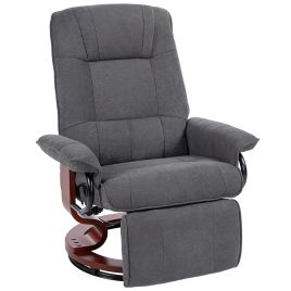 FROWEN Linen Recliner Swivel Chair with Footrest - Grey
